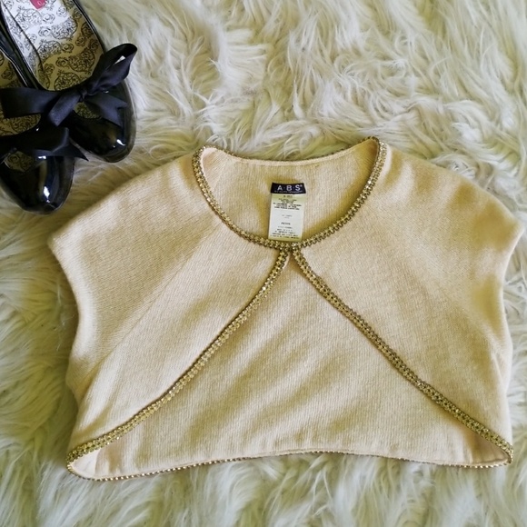 ✨ABS BY ALLEN SCHWARTZ Rhinestone Cashmere Shrug - Picture 1 of 5